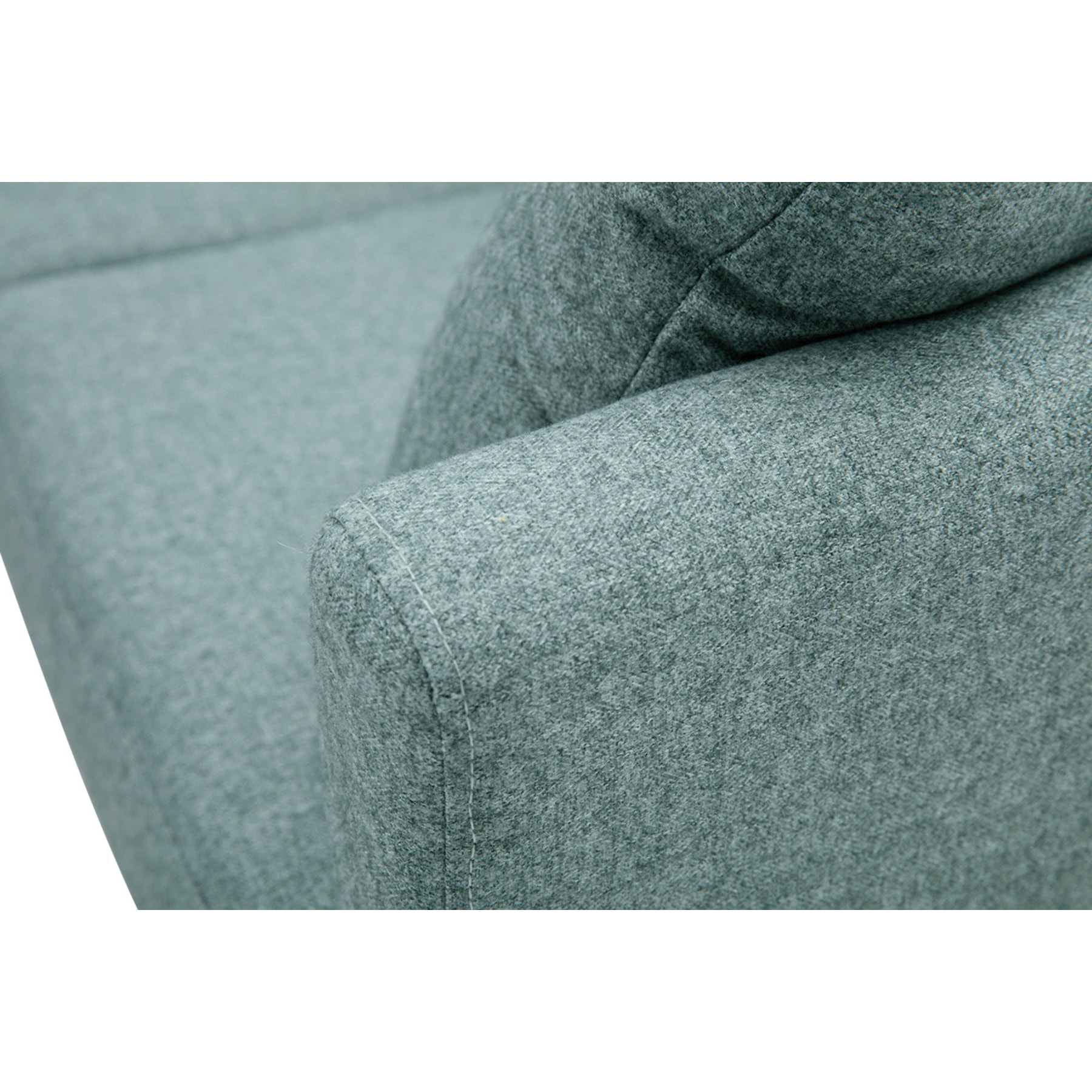 Canapé d'angle gauche déhoussable scandinave en tissu vert de gris et bois clair 3-4 places OSLO