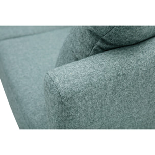 Canapé d'angle gauche déhoussable scandinave en tissu vert de gris et bois clair 3-4 places OSLO