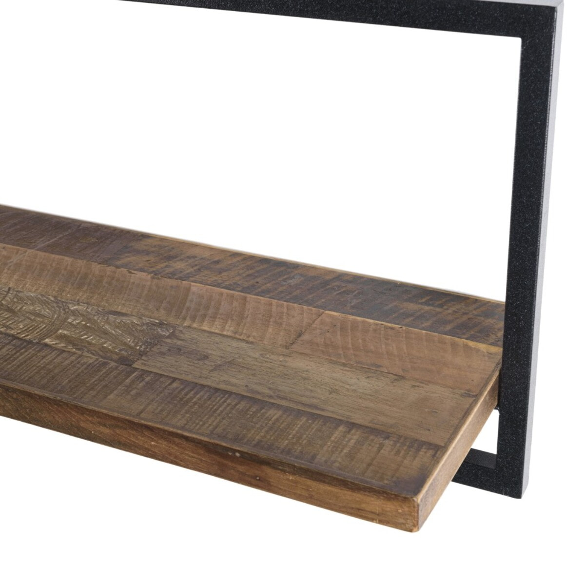 SIXTINE - Étagère murale 'L' 1 plateau teck recyclé marron structure métal noir