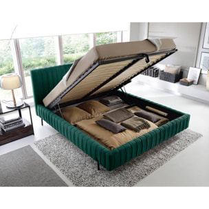 Flavio - lit coffre - 140x200 cm - sommier inclus - en simili - Vert