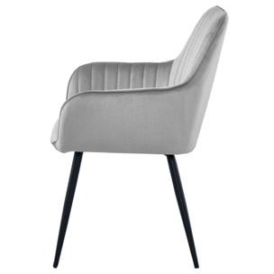 Sedia con braccioli Solden in velluto grigio argento