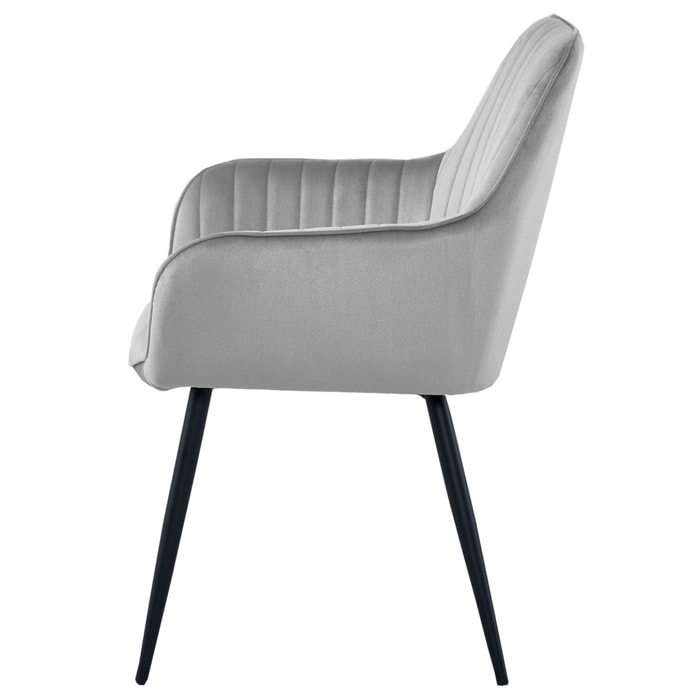 Sedia con braccioli Solden in velluto grigio argento