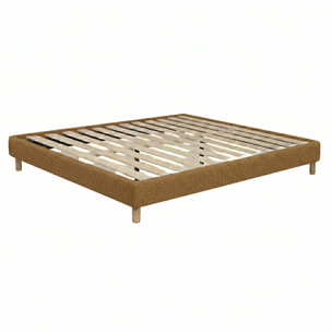 Ensemble matelas Univers & sommier Cancun | Mémoire de forme et ressorts ensachés | Cadre à lattes | Bouclette | Camel