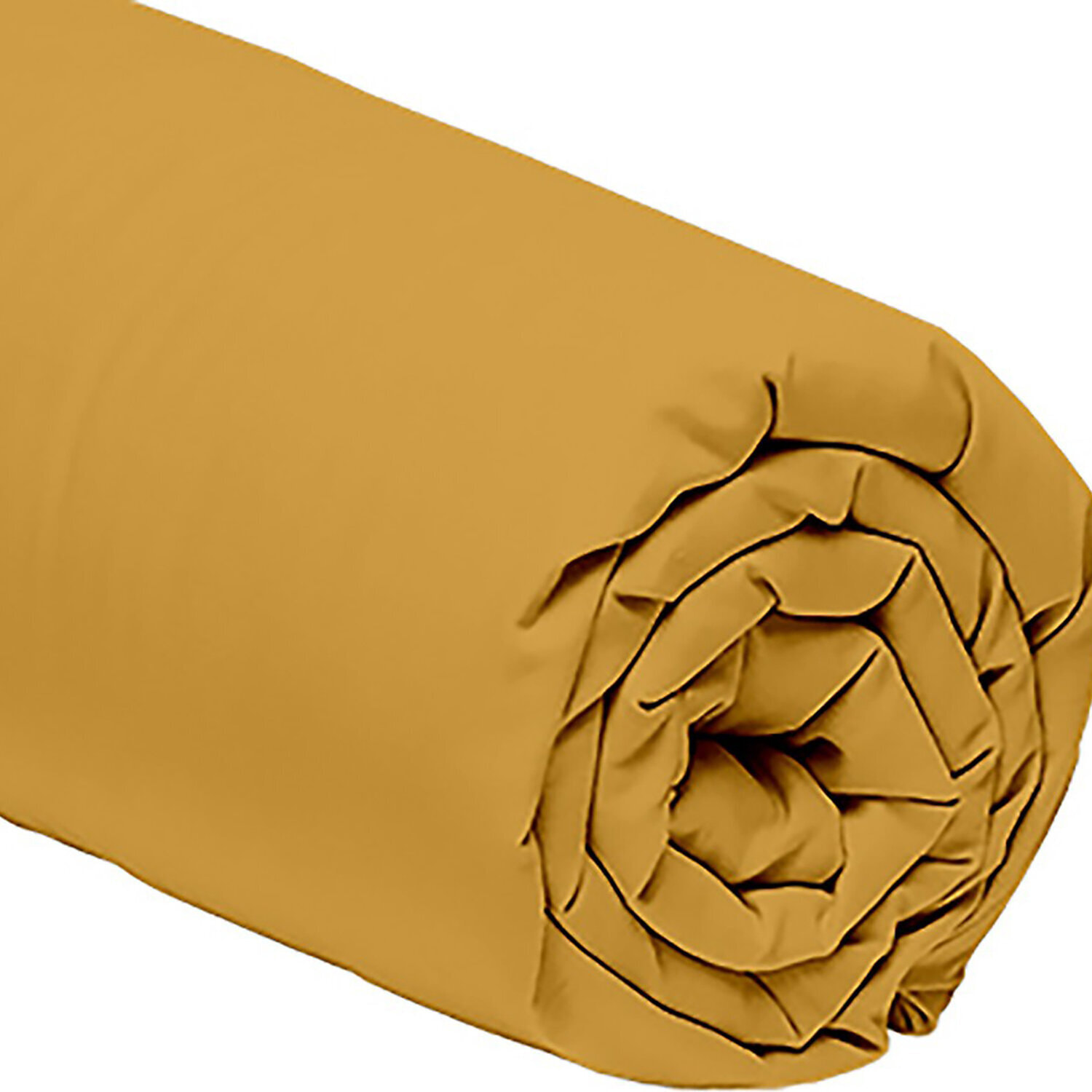 Drap housse 100% percale de coton 80fils - moutarde
