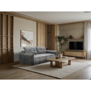 Canapé droit en tissu texturé "Silvano" - 3 places - Gris