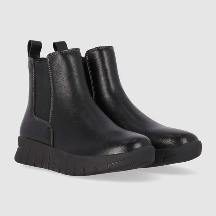 Botines de Piel - Negro - Tacón: Bajo