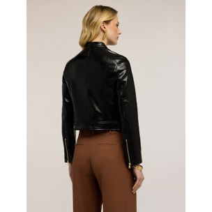 Motivi - Chaqueta con cremallera y cuello mao - Negro