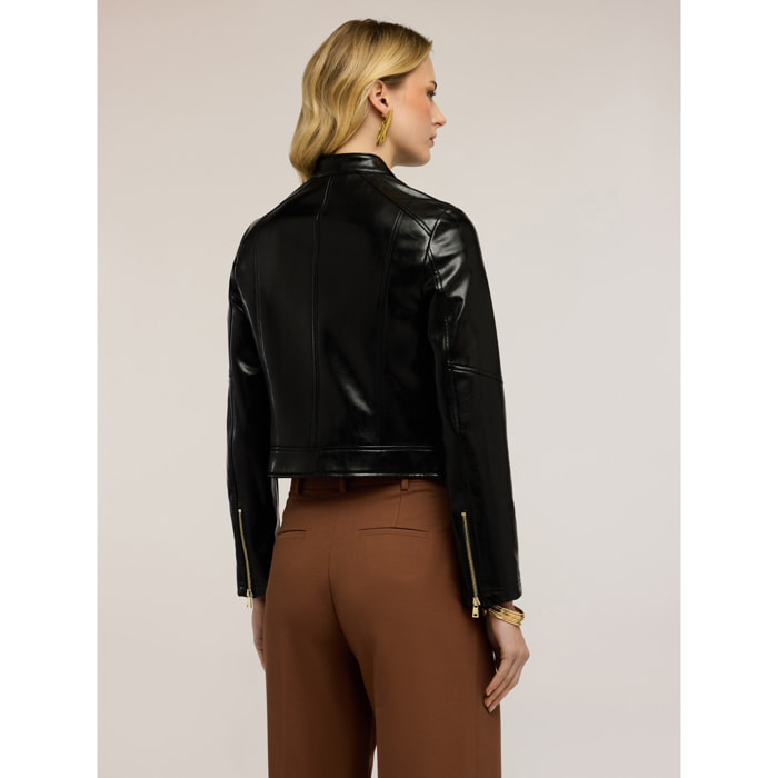 Motivi - Chaqueta con cremallera y cuello mao - Negro