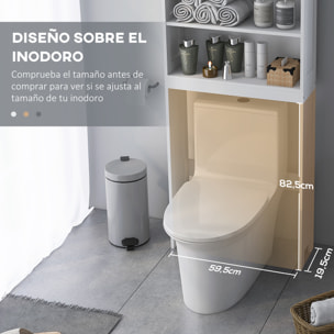 Mueble sobre Inodoro Armario para Lavadora con 2 Puertas Estantes Abiertos y Estante Ajustable Mueble para Baño 66x23x178 cm Blanco