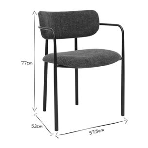 Chaises en tissu effet velours texturé vert kaki et métal noir (lot de 2) SWIFT