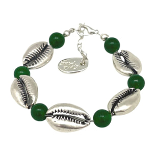 Pulsera caracola jade verde y plata 10µ