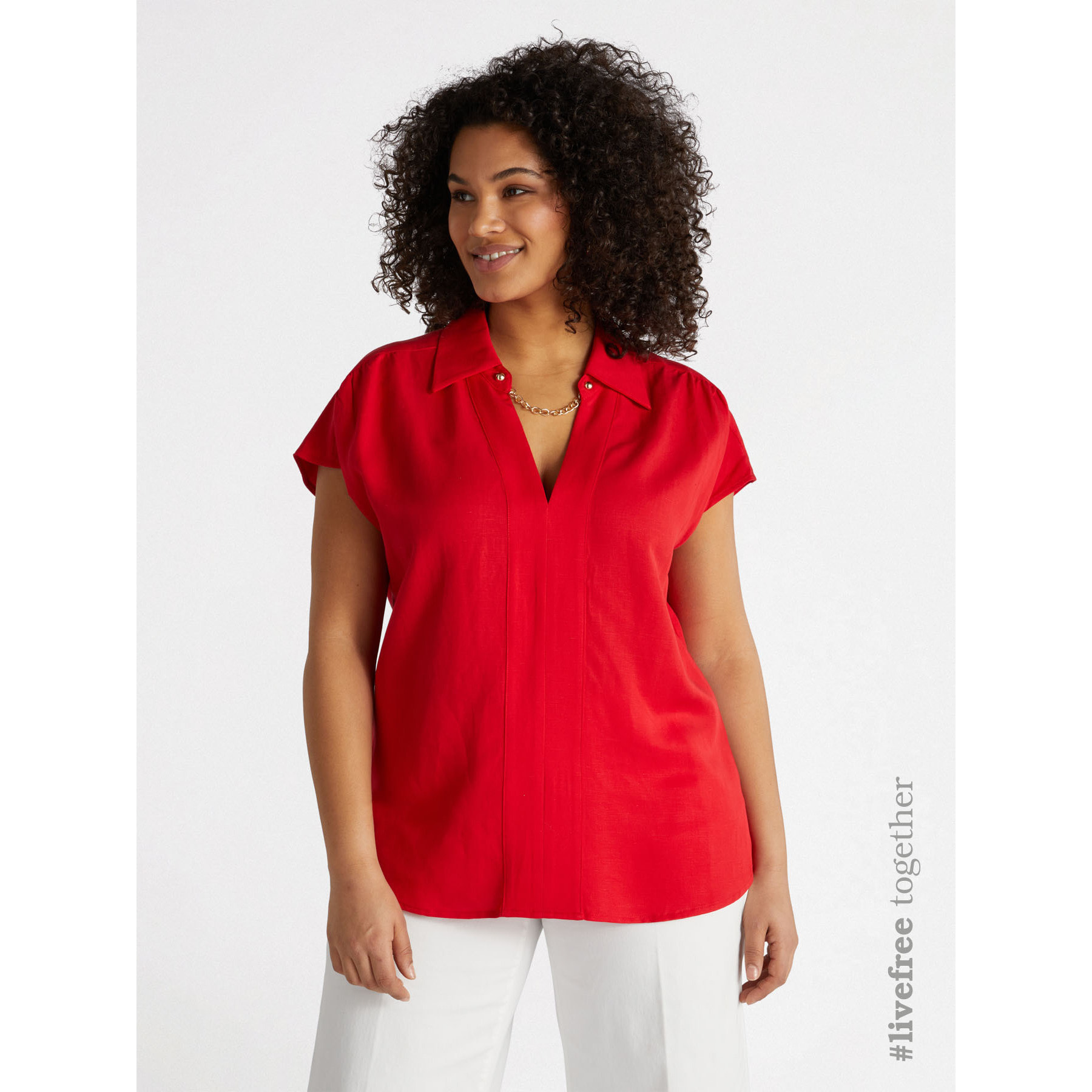 Fiorella Rubino - Blusa con cadena con fibras TENCEL™ - Rojo