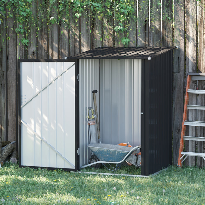Caseta de Jardín 0,92 m² 100x103x160 cm Cobertizo Exterior de Acero Galvanizado con Puerta Cerradura y Techo Inclinado para Almacenamiento de Herramientas Gris Oscuro