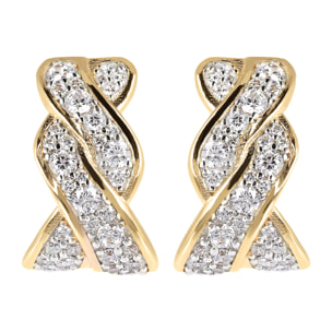 Orecchini a Lobo Golden con Intreccio Pavé in Cubic Zirconia