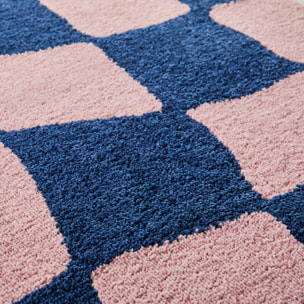 GROOVY - Tapis rétro coloré style seventies - Confortable et moelleux - Bleu