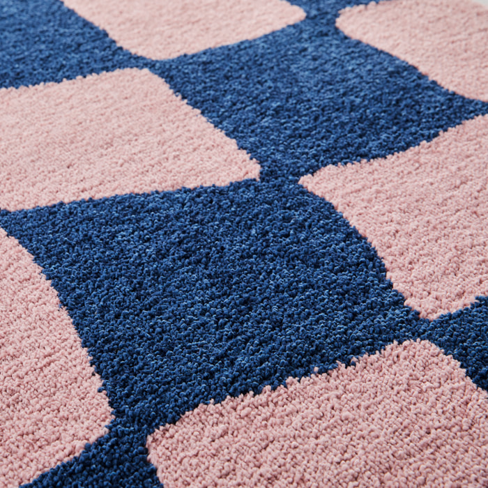 GROOVY - Tapis rétro coloré style seventies - Confortable et moelleux - Bleu