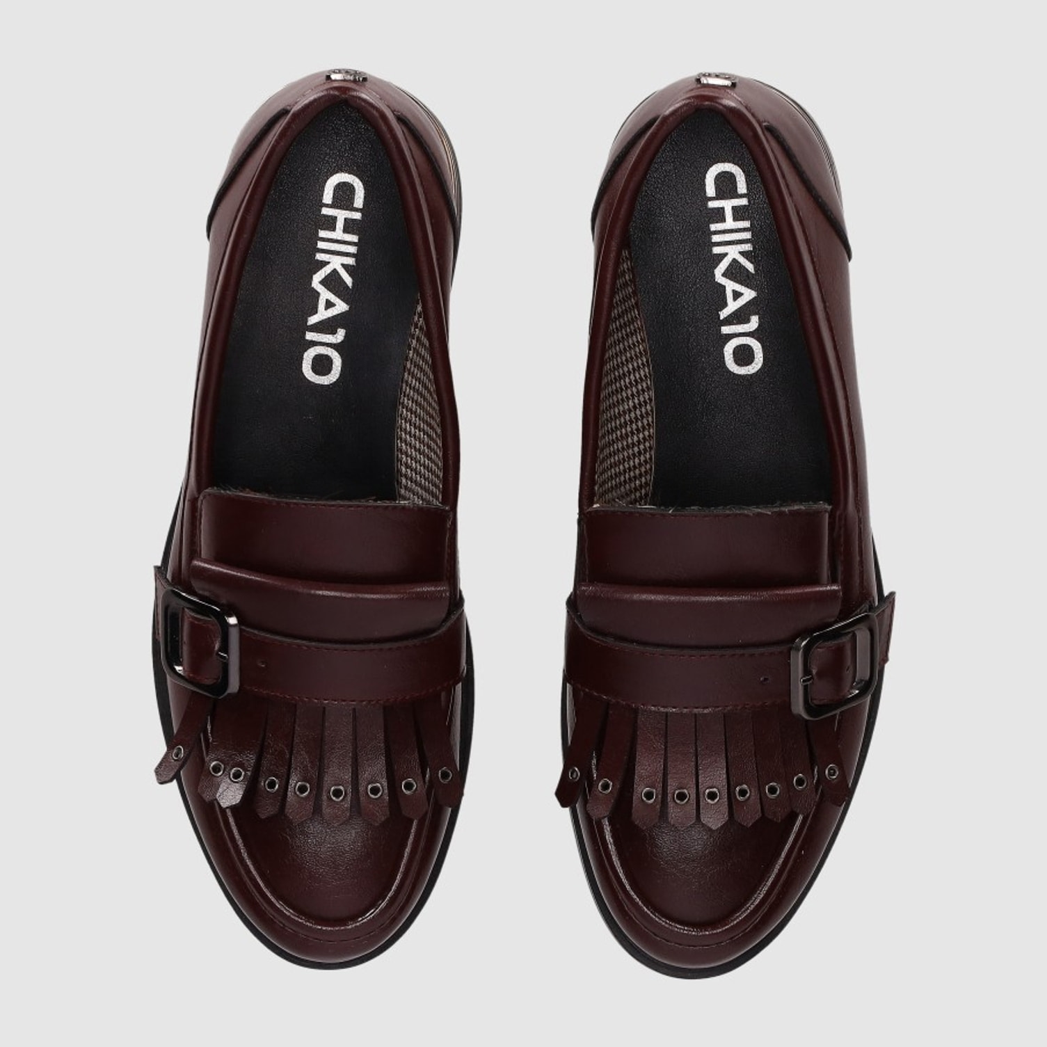 Zapatos de Piel Sintética - Vino - Tacón: 3 cm