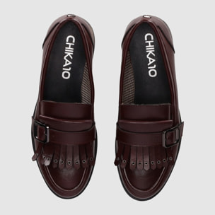 Zapatos de Piel Sintética - Vino - Tacón: 3 cm