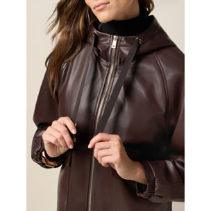 Oltre - Giubbotto corto con cappuccio e zip - Marrone