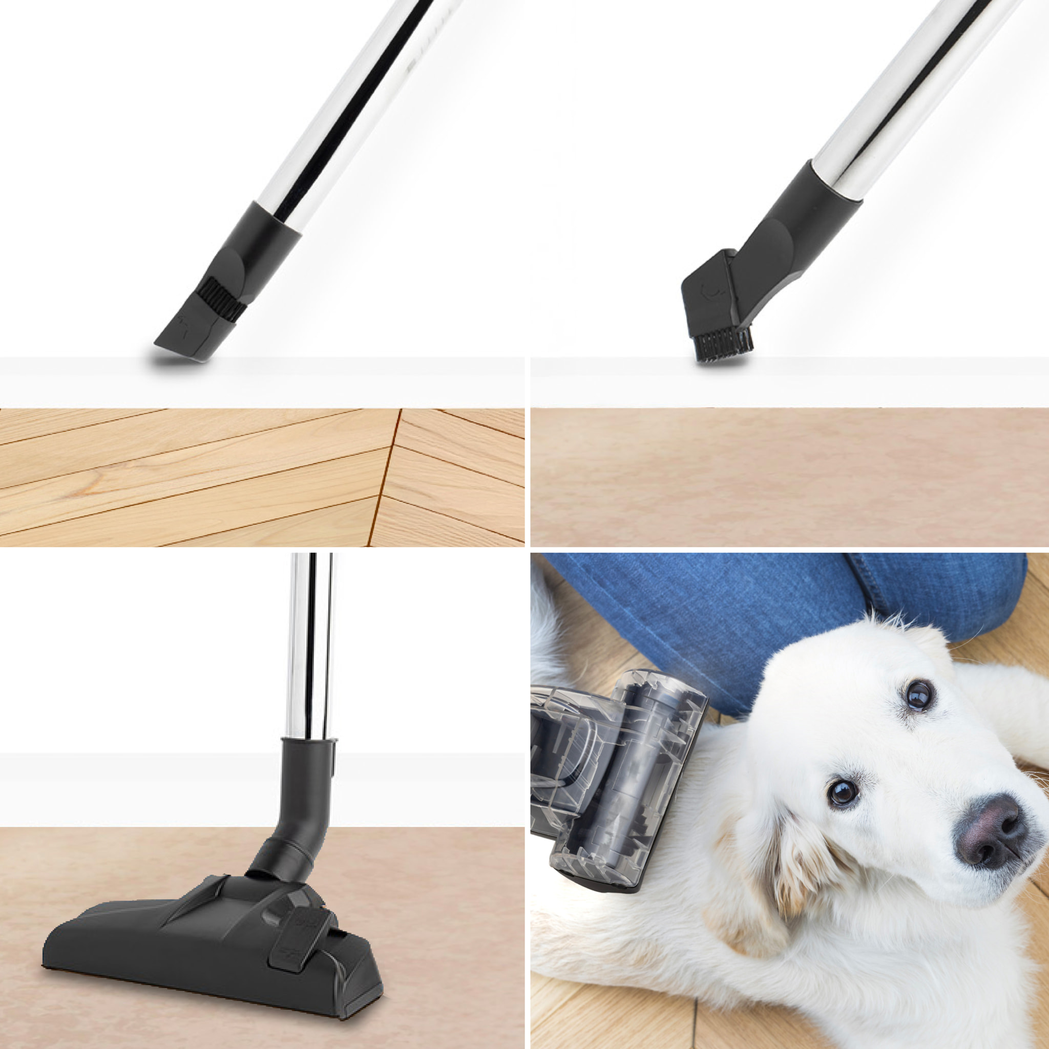 Aspirador ciclonico sin bolsa STC58 H.Koenig, cepillo para suelos duros y cepillo para alfombras y mascotas, filtro HEPA 12, 850W
