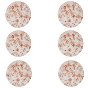 Set 6 piatti piani Jacquard in ceramica sottosmalto