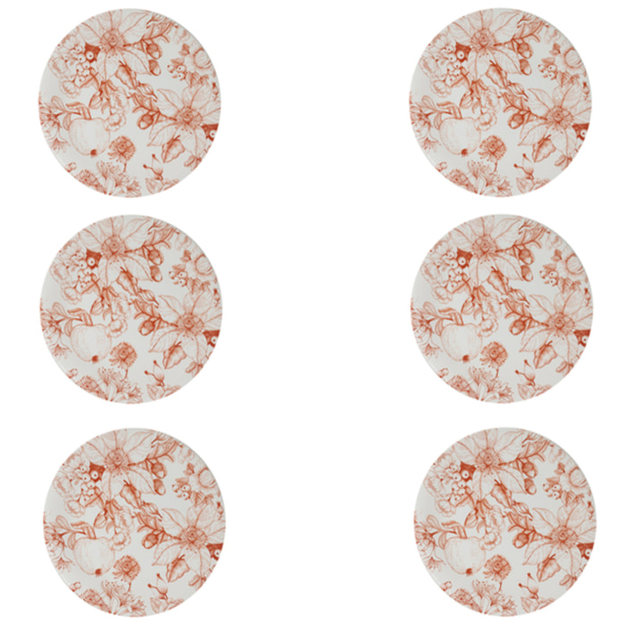 Set 6 piatti piani Jacquard in ceramica sottosmalto