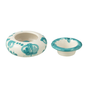 J-Line cendrier Granada - céramique - blanc/aqua - small