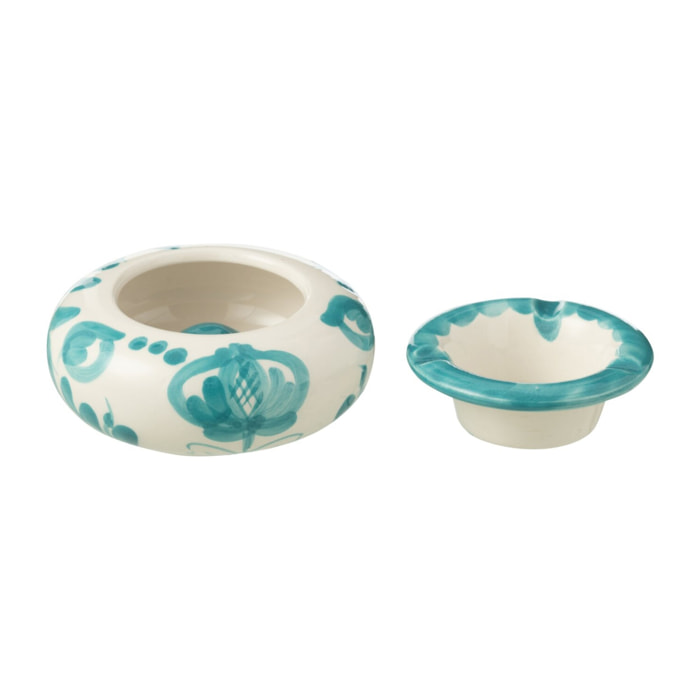 J-Line cendrier Granada - céramique - blanc/aqua - small
