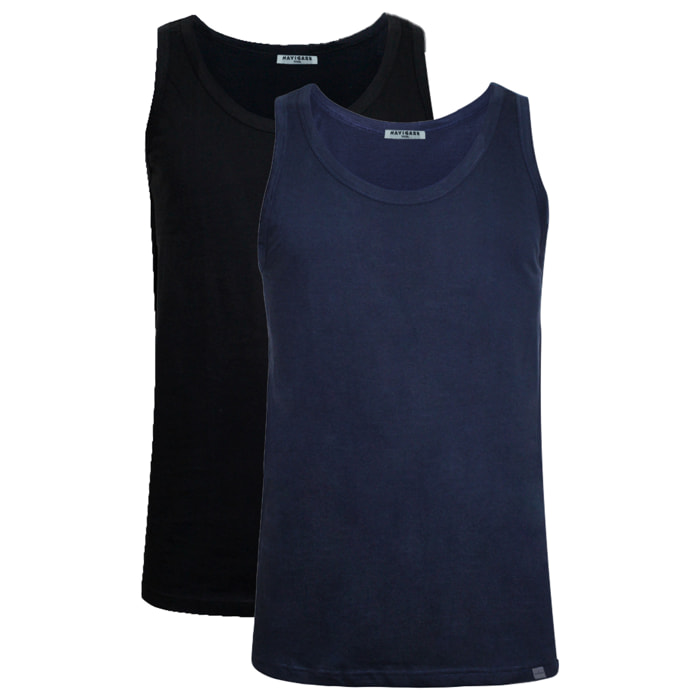 Canotta in 100% Cotone Navigare Art.811 Conf. 2 pz Ass (1 Nero 1 Blu)