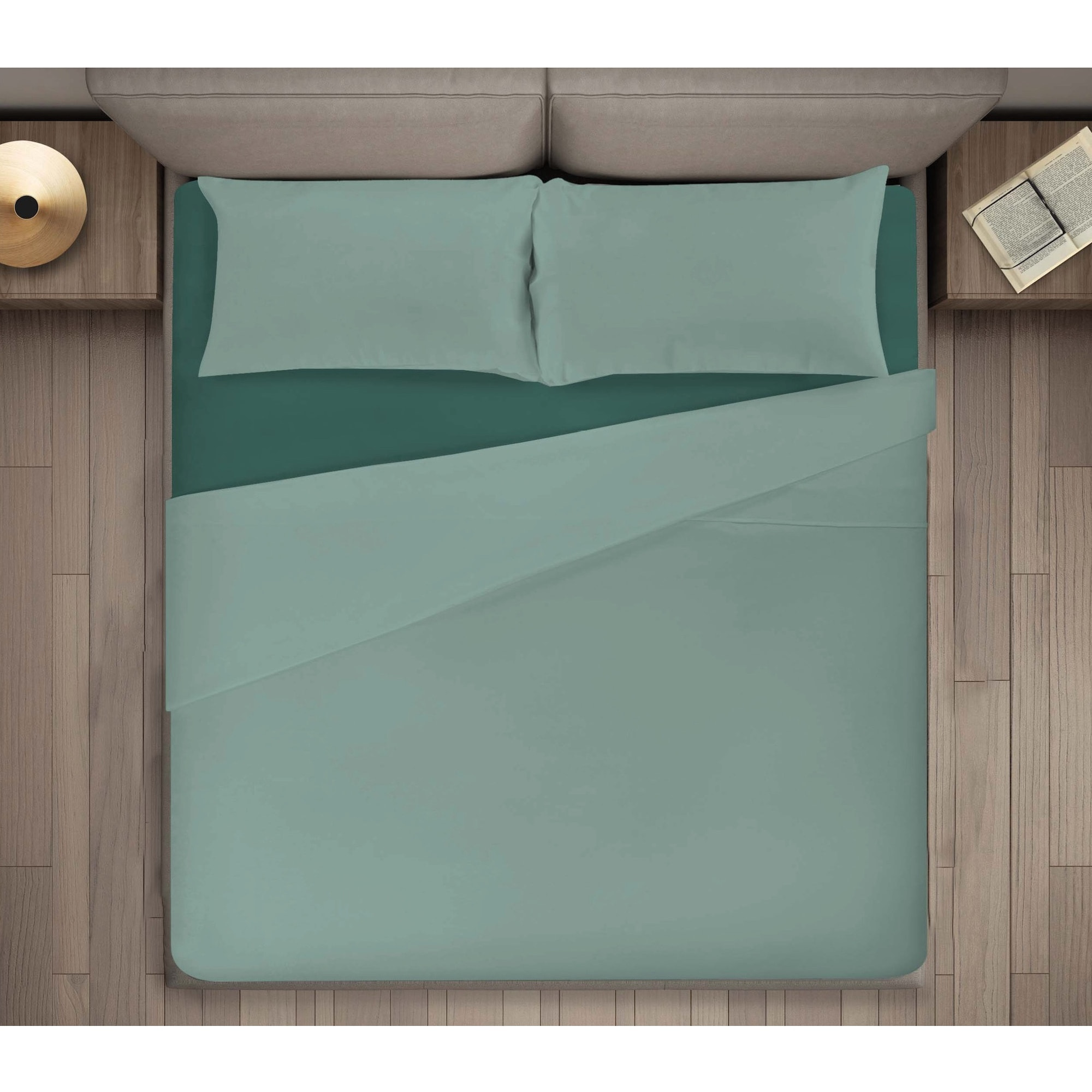 COMPLETO LENZUOLA LETTO MATRIMONIALE BICOLOR VERDE