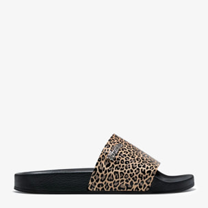 Sandalias Mujer Estilo Chancla Pala Slide Taupe Leopardo D.Franklin