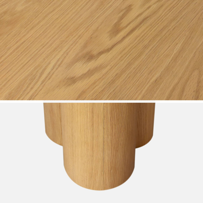 Table à manger ovale bois d'hévéa et placage chêne naturel 8 places 220cm - Leonore