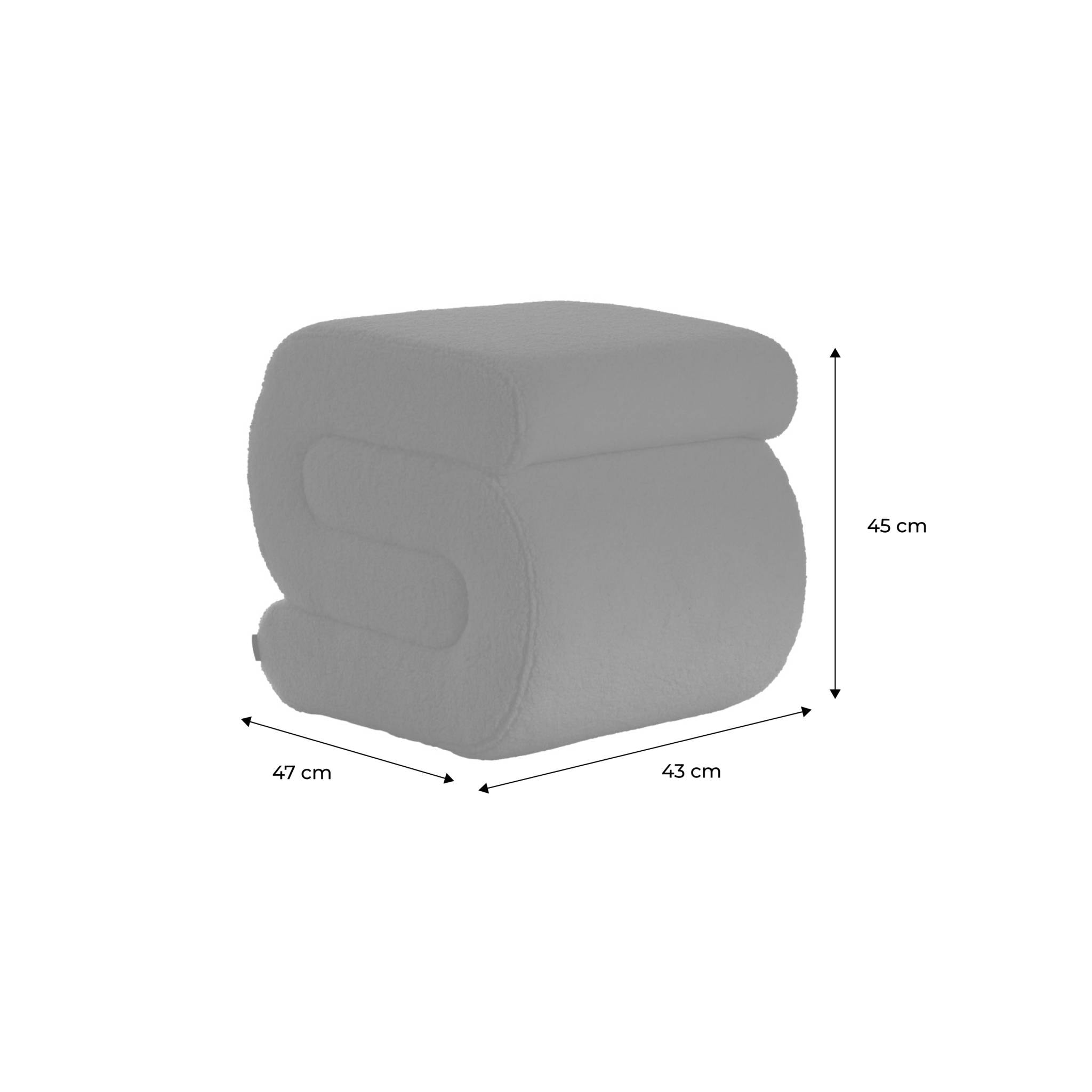 Banc design revêtement bouclette vert 1 place L 43 x P 47 x H 44cm - Sasha