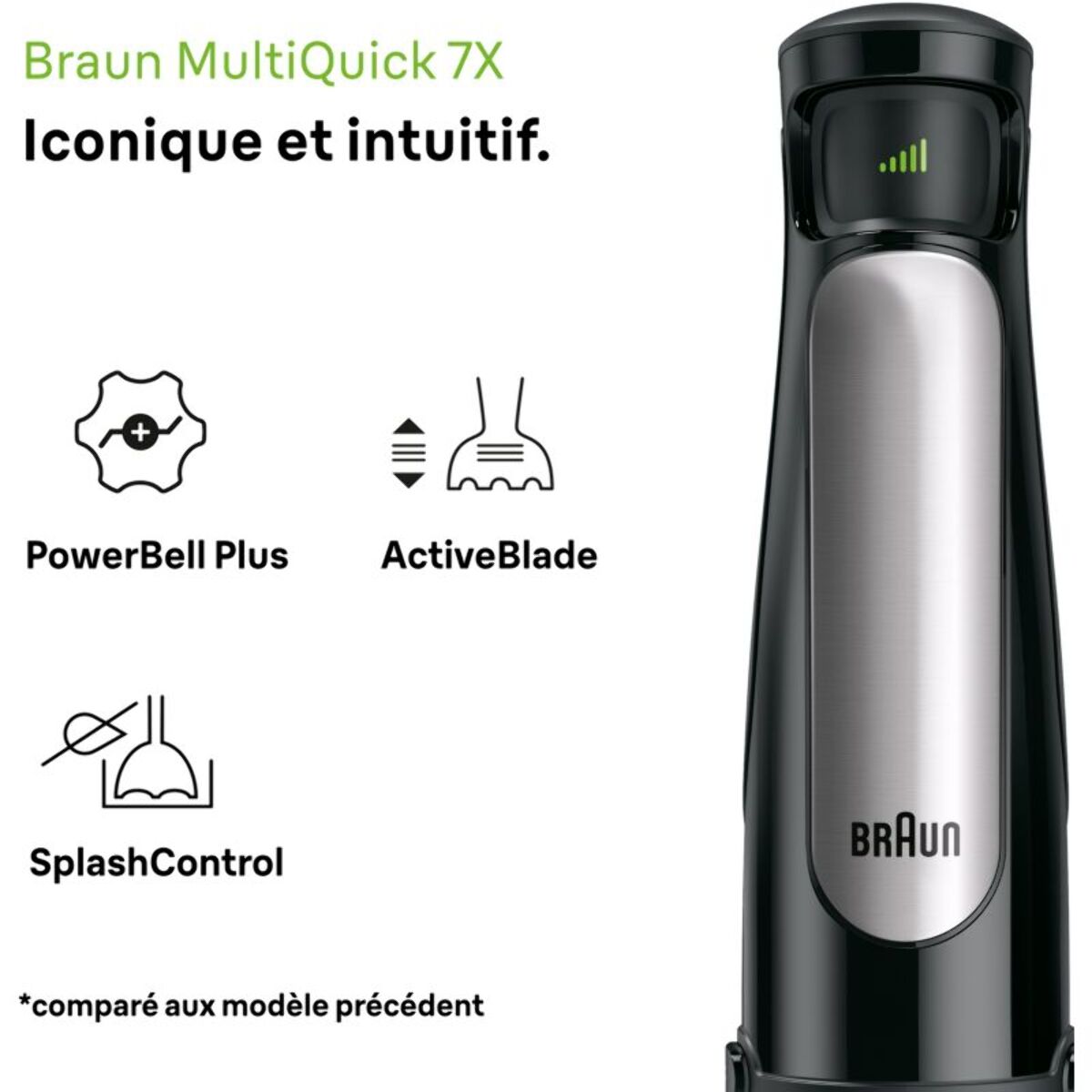 Mixeur BRAUN MQ7026X MultiQuick 7 gris et noir 2 accessoires