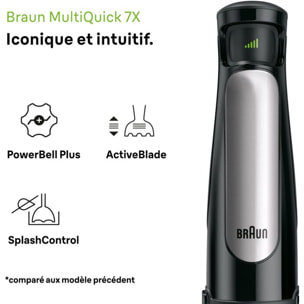 Mixeur BRAUN MQ7026X MultiQuick 7 gris et noir 2 accessoires