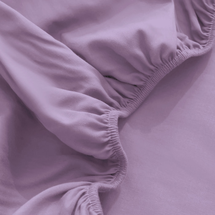 LENZUOLO SOTTO CON ANGOLI PER LETTO SINGOLO IN JERSEY DI COTONE LILLA