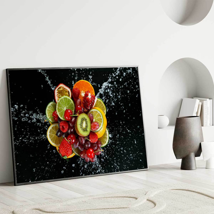 Affiche encadrée jus de fruits colorés Affiche + cadre en métal - Noir