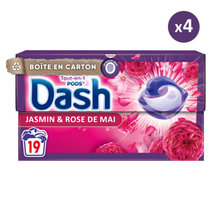 4x19 Pods Tout-en-1 Jasmin Et Rose de Mai, Lessive en Capsules Dash