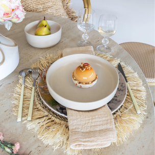Lot de 6 assiettes creuses beige en grès 20,5cm ARITA