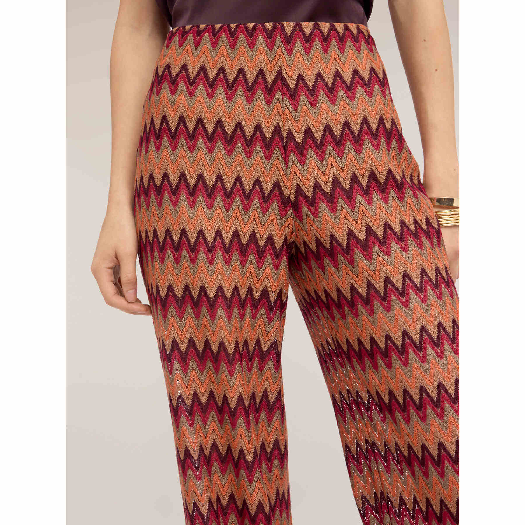 Motivi - Pantaloni palazzo in maglia chevron - Arancione