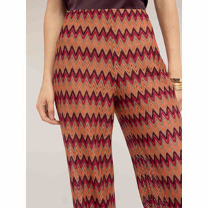 Motivi - Pantaloni palazzo in maglia chevron - Arancione