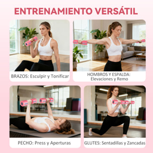 Juego de Mancuernas Ajustables 4 en 1, 1/1,5/2/2,5 kg, Juego de Pesas y Mancuernas de Metal con Mangos Antideslizantes y Diseño Cuadrado, para Entrenamiento en Casa, Gimnasio, Rojo
