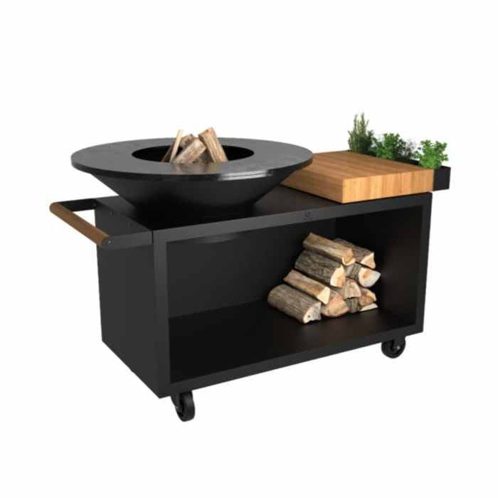 Brasero OFYR Island Black 100 Pro Teak Wood OI4B100W