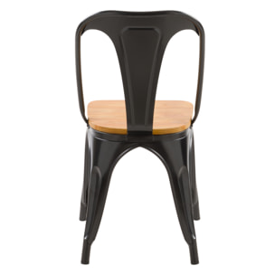 Lot de 2 chaises en métal noir et bois d'orme - Yoanna