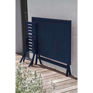 MARIUS - Table de jardin pliante en aluminium bleu marine