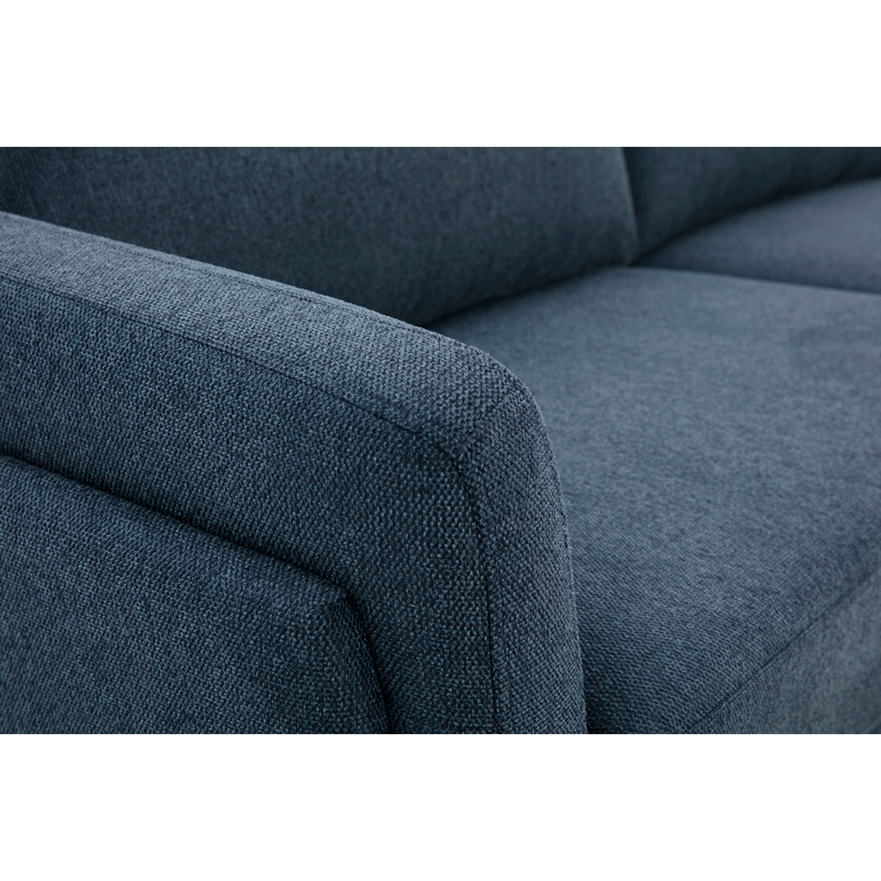 Canapé design 3 places en tissu effet velours texturé bleu foncé et métal noir MOSCO