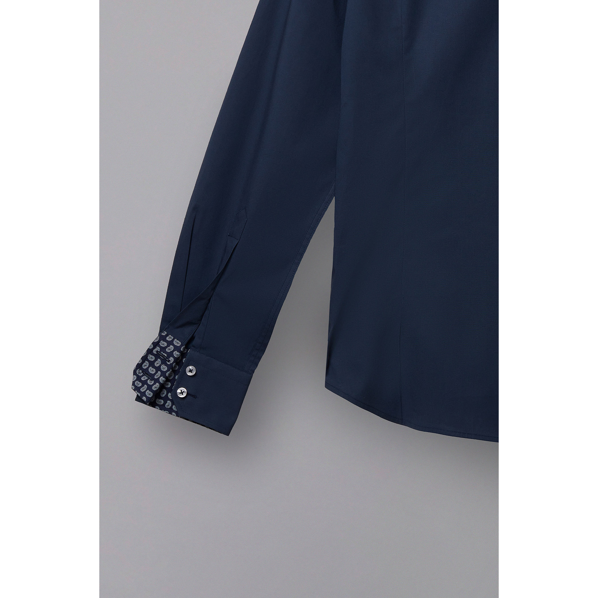 Camicia Uomo 2 Bottoni Button Down Slim Popeline Stretch Unito Blu