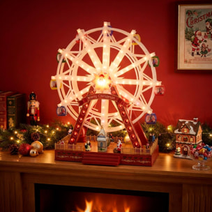 Noria navideña decorativa con luces led, movimiento y música, 56,5x24,5x65 cm, con adaptador, ideal para interiores