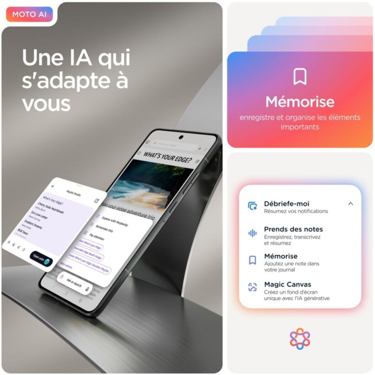 Smartphone MOTOROLA Pack Edge70 5G 512Go Gris + Enceinte Sound Flow
