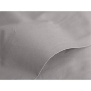 Drap plat percale pur coton peigné longues fibres 80 fils/cm² Vent du sud - Cendre